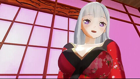 Emilia from "Re:Zero" masturbates in VR using Custom Maid 3D 2 game