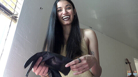 Viva Athena playfully tries on leather gloves - Safe for work?