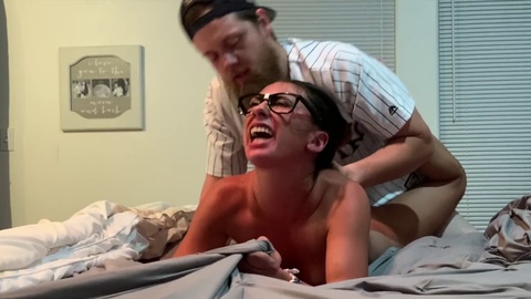 Nerdy brunette schoolgirl Eva Nixon with glasses tempts ebony baseball player Silas and gets rough anal sex