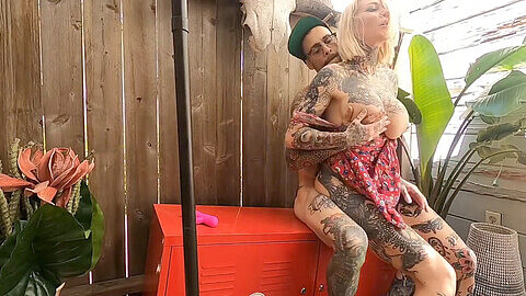 Tattooed blonde Paris Viper gets fucked in public outdoors