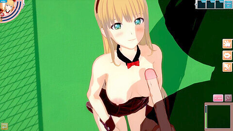 ¡Sorpresa de Pascua! Joven chica de anime vestida como Conejita de Pascua recibe una sorpresa especial - sexo anal en 3D al estilo Koikatu!