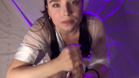 First person view, pretty face blowjob, ball licking