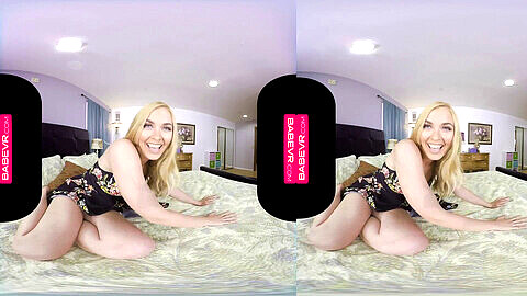 Blonde bombshell Bailey Rayne satisfies her insatiable libido in steamy solo VR scene on BaBeVR.com