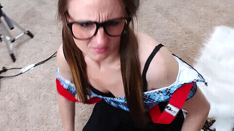 The Naughty Nerd: An immersive POV blowjob experience with a cumshot surprise on her nerdy glasses!