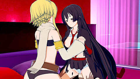 Lesbiche Akame e Leone in un erotico triangolo hentai in 3D pieno di ditalini, sborrate interne ed orgasmi intensi!
