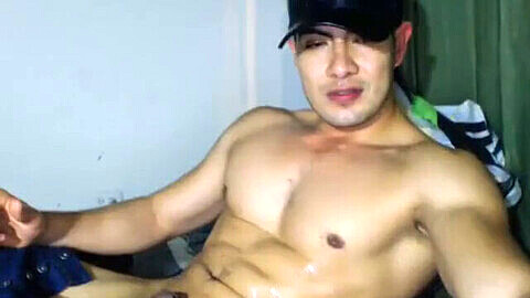 Muscle solo, muscle jerk, chinese asian solo muscle webcam
