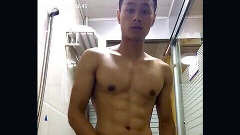 Chinese muscle, chinese bodybuilder jerk, chinese model