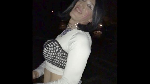 Lea, the insatiable shemale, takes on a group of guys in an outdoor fuckfest!