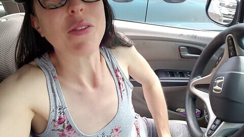 Naughty Nerdy Faery enjoys a daring public piss in a busy parking lot