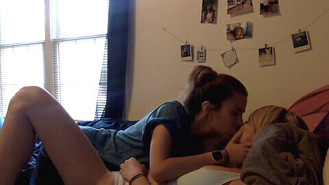 Young sexy brunettes, teen couple, cute couple fingering