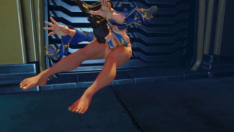 Chun Li from Street Fighter gets oily and jiggly in SFV Ryona (60 FPS) from a first-person perspective!