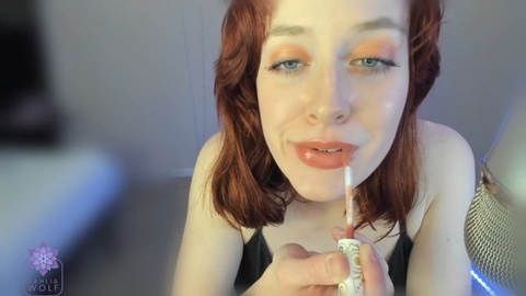 Sensual ASMR with a mesmerizing red-haired beauty for positive vibes and a refreshing experience