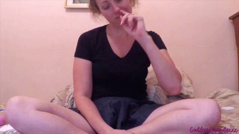 Naughty American babe talks dirty while sharing her nose picking and booger worship fetish with you