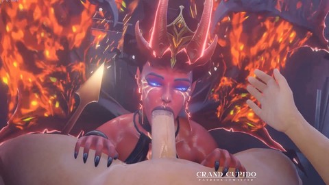 Erotic succubus princess delights in giving oral pleasure in Dota 2 themed animation