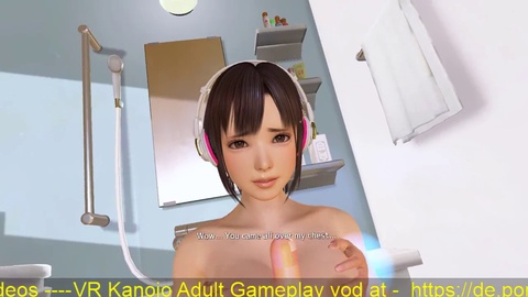 Sensual virtual reality gameplay with busty anime girl - Titfuck, standing missionary, and steamy shower action!