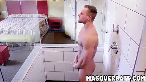 Brad, the muscular hunk, flexes his muscles and indulges in a steamy self-pleasure session