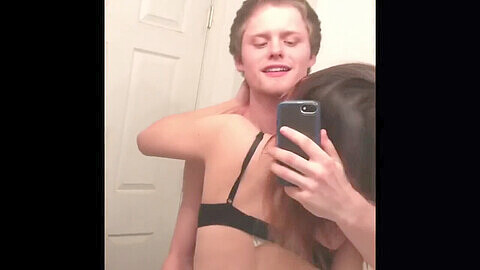 Teenage girlfriend giving a shower blowjob to her lucky boyfriend