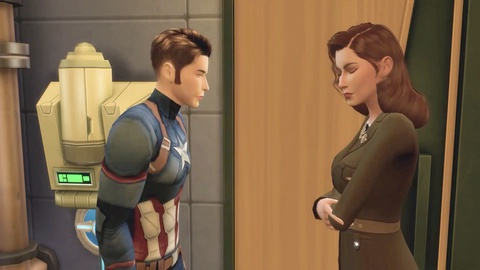 L'agent Carter examine le serpent du pantalon du Captain America - hentai en trois dimensions