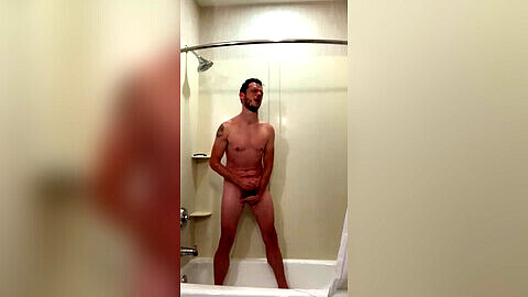 Shower masturbate and piss, penis growth animation male, douche branlette