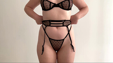 Sensational lingerie try-on and seductive striptease