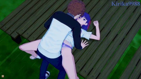 Sakura Matou and Shirou Emiya enjoy passionate encounter in park under stars - Fate/stay night hentai