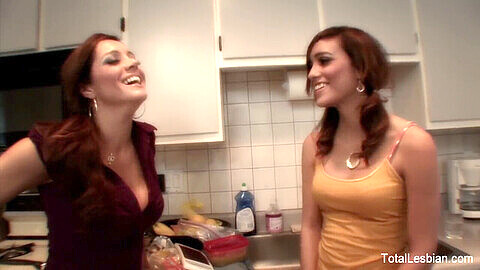 Busty MILF Francesca Le teaches young Colombian Melanie Rios how to cook and more